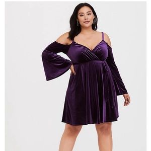Torrid NWT! Purple Velvet Babydoll Dress Size 0